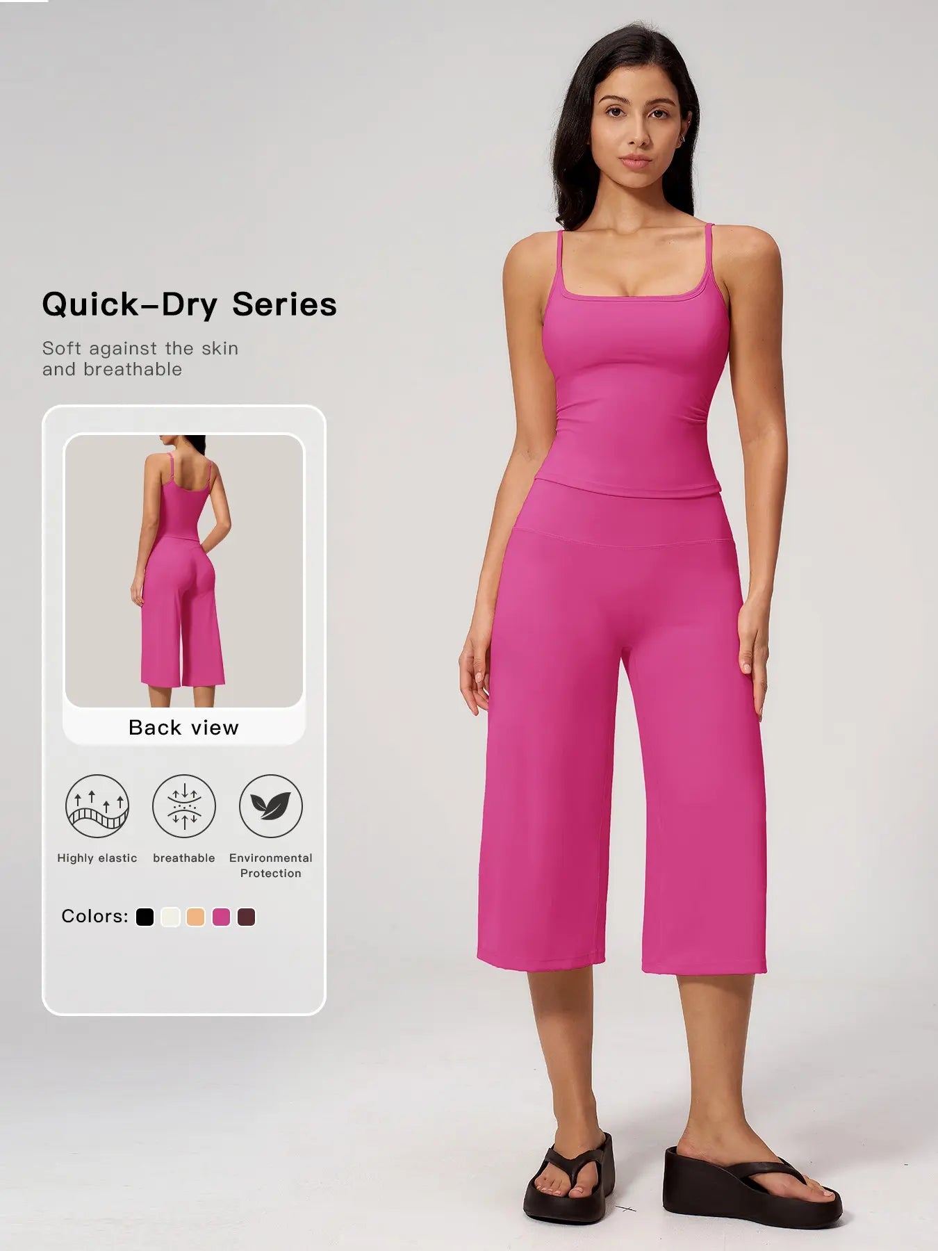 New Yoga Cami Top & High Waist Quick-Dry Casual Mid-Length Pants, Running Outdoor Set for Women, Comfortable and Stylish Activewear