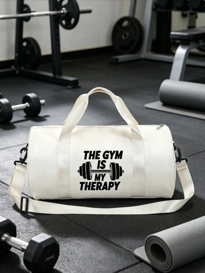 Gym Travel Bag, Multifunctional Sports Bag with 'The Gym Is My Therapy' Print, Ideal for Weightlifting, Crossfit, and Various Fitness Activities, Sports Gear Organizer