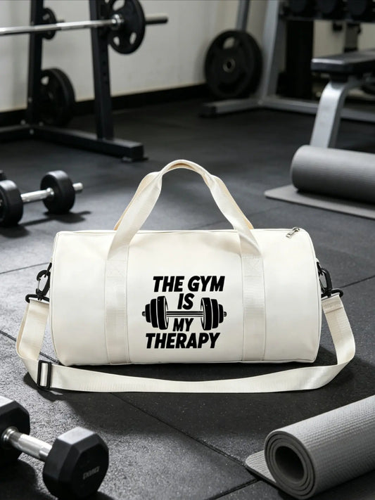 Gym Travel Bag, Multifunctional Sports Bag with 'The Gym Is My Therapy' Print, Ideal for Weightlifting, Crossfit, and Various Fitness Activities, Sports Gear Organizer