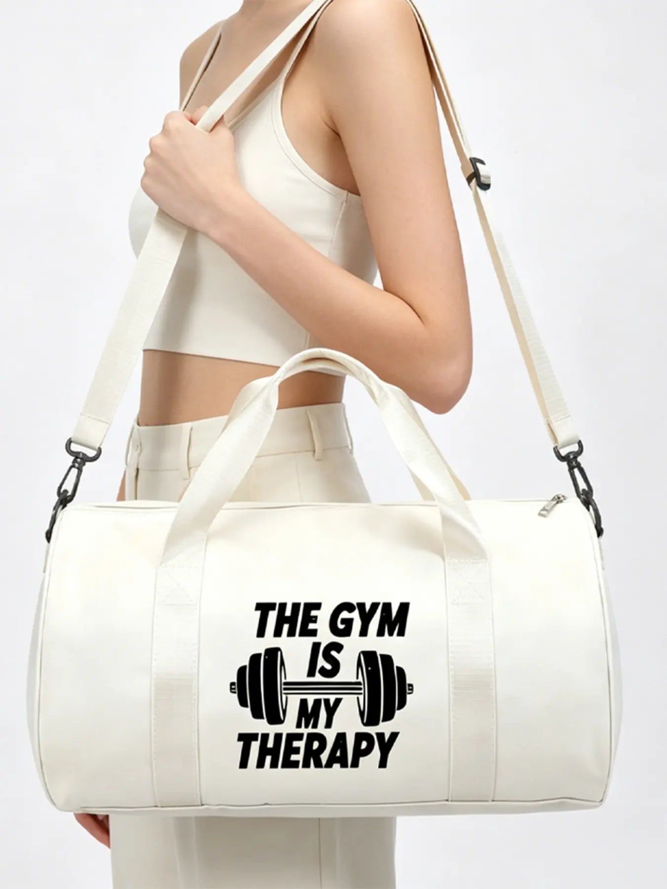 Gym Travel Bag, Multifunctional Sports Bag with 'The Gym Is My Therapy' Print, Ideal for Weightlifting, Crossfit, and Various Fitness Activities, Sports Gear Organizer