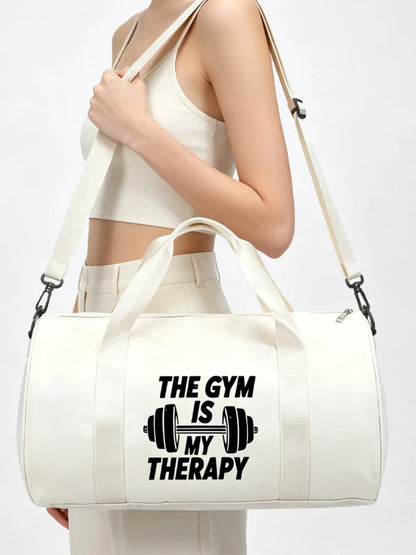 Gym Travel Bag, Multifunctional Sports Bag with 'The Gym Is My Therapy' Print, Ideal for Weightlifting, Crossfit, and Various Fitness Activities, Sports Gear Organizer
