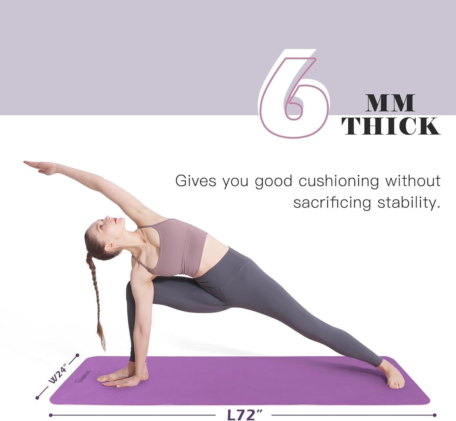 Yoga Mat Non Slip, Pilates Fitness Mats, Eco Friendly, Anti-Tear 1/4" Thick Yoga Mats for Women, Exercise Mats for Home Workout with Carrying Sling and Storage Bag