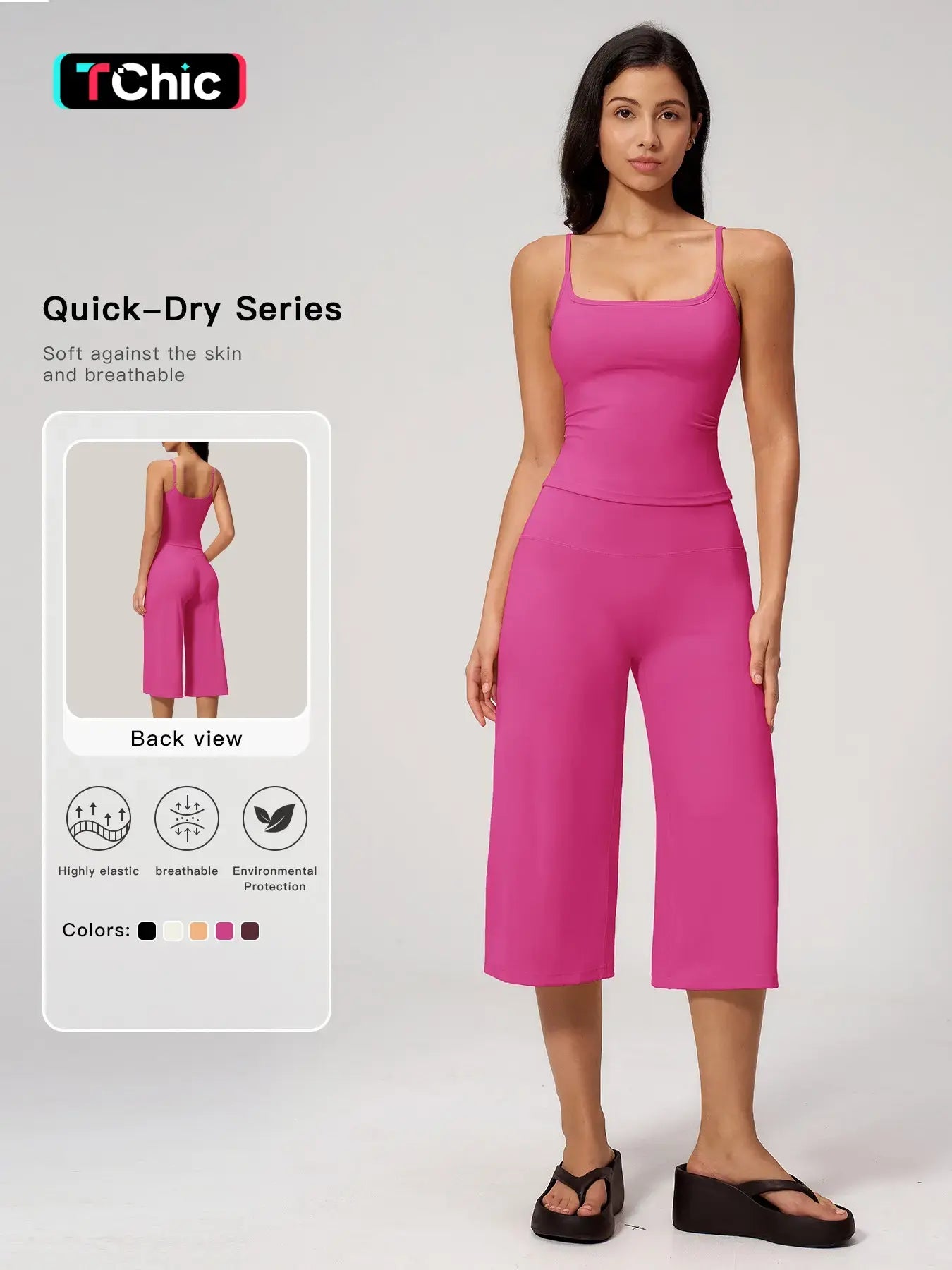 New Yoga Cami Top & High Waist Quick-Dry Casual Mid-Length Pants, Running Outdoor Set for Women, Comfortable and Stylish Activewear