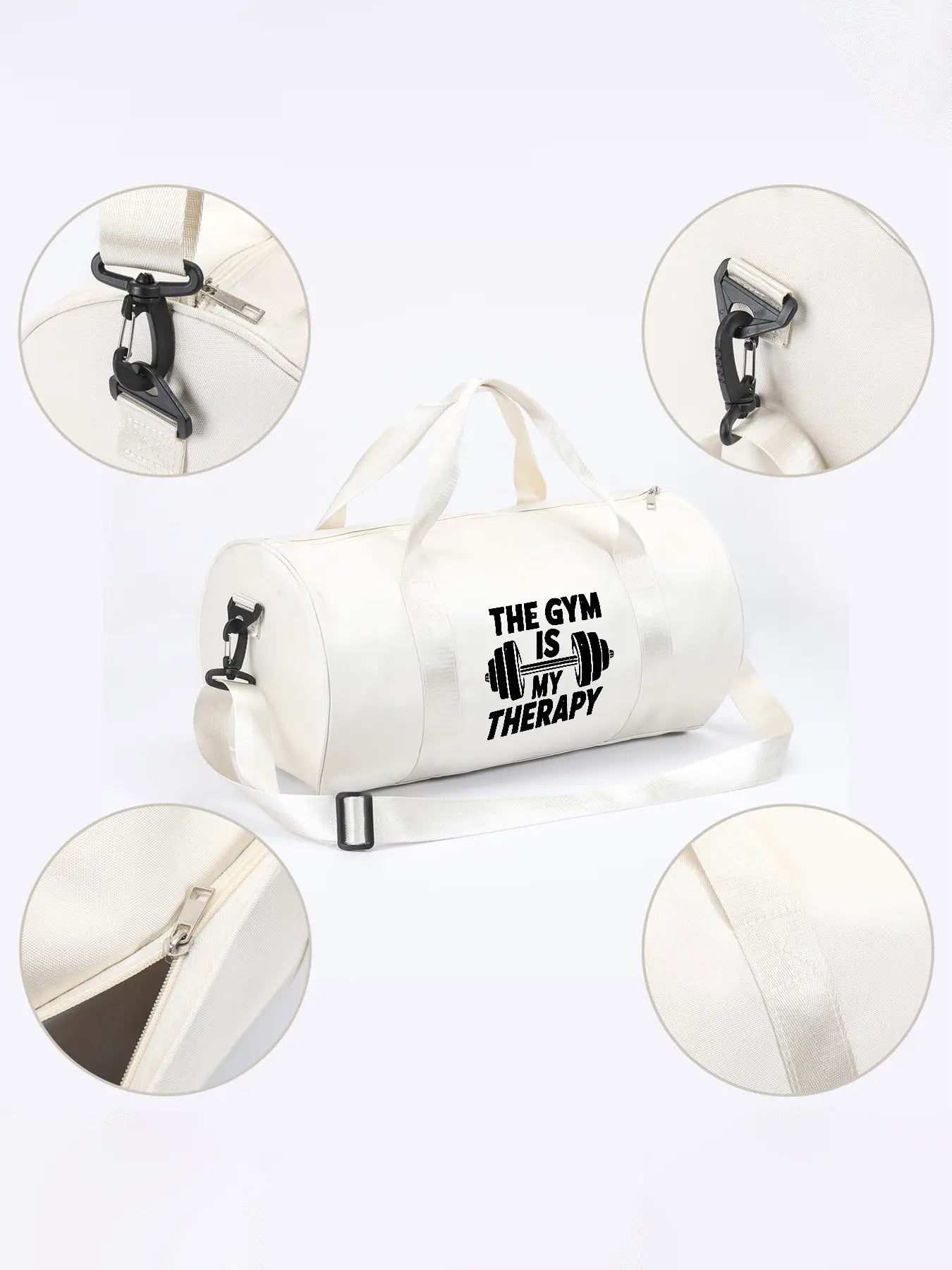Gym Travel Bag, Multifunctional Sports Bag with 'The Gym Is My Therapy' Print, Ideal for Weightlifting, Crossfit, and Various Fitness Activities, Sports Gear Organizer
