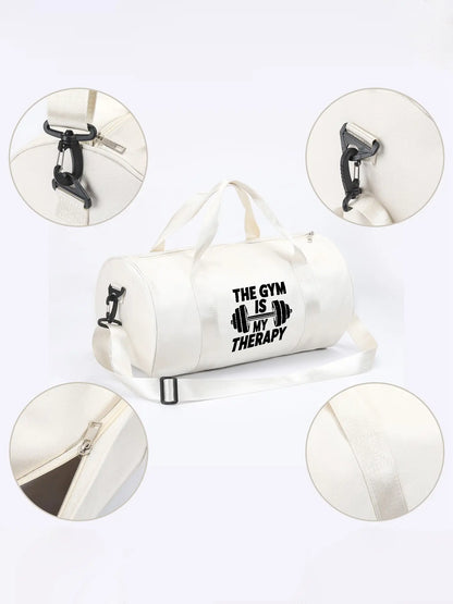 Gym Travel Bag, Multifunctional Sports Bag with 'The Gym Is My Therapy' Print, Ideal for Weightlifting, Crossfit, and Various Fitness Activities, Sports Gear Organizer