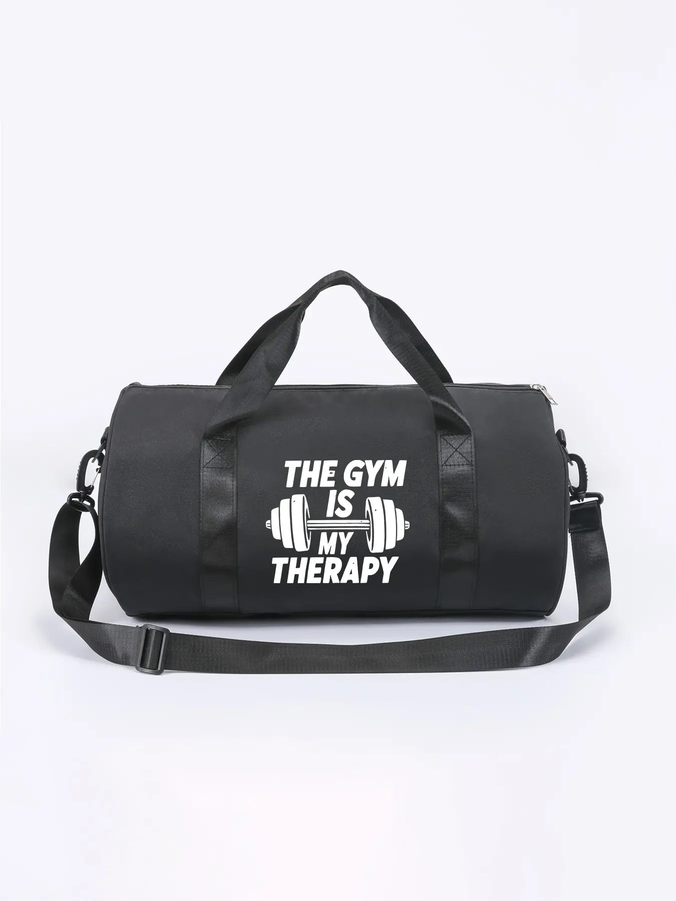 Gym Travel Bag, Multifunctional Sports Bag with 'The Gym Is My Therapy' Print, Ideal for Weightlifting, Crossfit, and Various Fitness Activities, Sports Gear Organizer