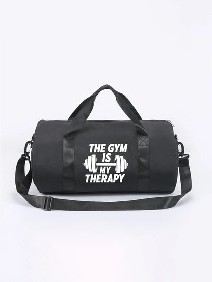Gym Travel Bag, Multifunctional Sports Bag with 'The Gym Is My Therapy' Print, Ideal for Weightlifting, Crossfit, and Various Fitness Activities, Sports Gear Organizer